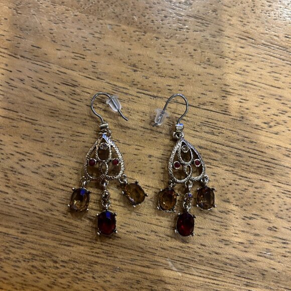 Beautiful delicate dangly chandelier earrings with semi-precious stones-fashion - Picture 4 of 6